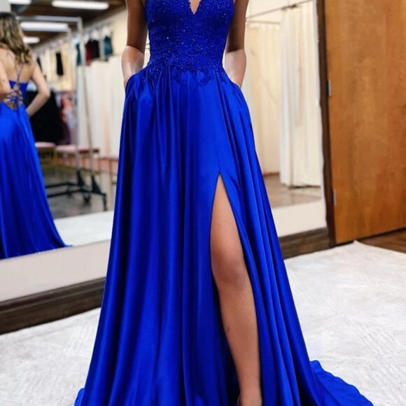Royal Blue Prom Dress - Picture 3 of 6